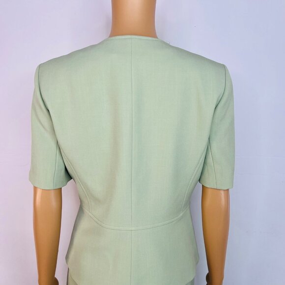 Kasper 2PC Midi Dress Suit Size 6 Lemon Green Professional Look Sleek Elegant - Picture 9 of 10